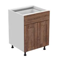 Тумба 2 двери 1 ящик 600х530х720 + фасад БЕРГЕН коричневый премиум