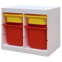 Стеллаж двойной 630х440х520 ТРУФАСТ БЕЛЫЙ сосна,контейнеры:желтый(2С)/красный (2Б) 