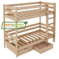 Кровать двухъярусная 900 х 2000 (new) с ящиками, сосна, бесцветный акриловый лак
