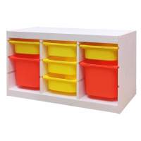 Стеллаж тройной 930х440х520 ТРУФАСТ БЕЛЫЙ сосна,контейнеры: желтый (5С)/оранжевый (2Б) 