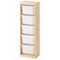 Стеллаж вертикальный 440х300х1420 ТРУФАСТ б/п сосна,контейнеры:белый (5Б) 