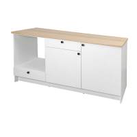 Напольный шкаф двухдверный с ящиками и секцией для духового шкафа 180 см белый (3 уп.)