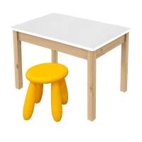 Детский комплект, стол 77х55 бесц.лак/белый + табурет (1), желтый Детский комплект, стол 77х55 бесц.лак/белый + табурет (1), желтый