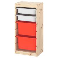 Стеллаж вертикальный 440х300х910 ТРУФАСТ б-ц акр лак сосна,контейн:белый (2С)/оранж.(2Б)