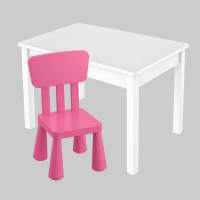Детский комплект, стол 77х55 белый/белый + стул (1), розовый Детский комплект, стол 77х55 белый/белый + стул (1), розовый