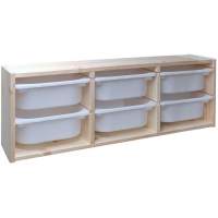 Стеллаж настенный 930х300х210 ТРУФАСТ б/п сосна,контейнеры: белый (6М) 