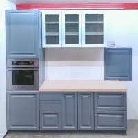 Кухня 2,2 м, массив сосны, серый/шампань