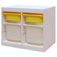 Стеллаж двойной 630х440х520 ТРУФАСТ БЕЛЫЙ сосна,контейнеры:желтый(2С)/белый(2Б) 