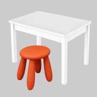Детский комплект, стол 77х55 белый/белый + табурет (1), оранжевый Детский комплект, стол 77х55 белый/белый + табурет (1), оранжевый