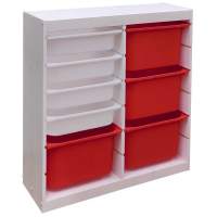 Стеллаж вертикальный двойной870х300х910 ТРУФАСТ БЕЛЫЙсосна,контейнеры:красн(4Б)/белый(4С)