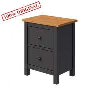 Тумба прикроватная 2 ящика ХЕМНЭС (Россия) черный/светло-коричневый (1уп.)
