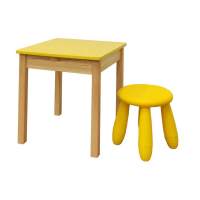 Детский комплект, стол 50х50 + табурет (1), желтый Детский комплект, стол 50х50 + табурет (1), желтый