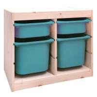 Стеллаж двойной 630х440х520 ТРУФАСТ б/п сосна,контейнеры:бирюз(2С)/бирюз(2Б) 