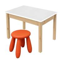 Детский комплект, стол 77х55 бесц.лак/белый + табурет (1), оранжевый Детский комплект, стол 77х55 бесц.лак/белый + табурет (1), оранжевый