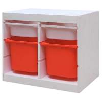 Стеллаж двойной 630х440х520 ТРУФАСТ БЕЛЫЙ сосна,контейнеры:белый(2С)/оранжевый(2Б) 