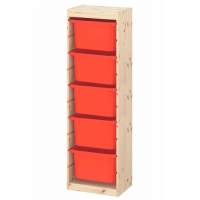 Стеллаж вертикальный 440х300х1420 ТРУФАСТ б/п сосна,контейнеры:оранжевый (5Б) 