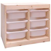 Стеллаж двойной 630х440х520 ТРУФАСТ б/п сосна,контейнеры: белый(6С) 