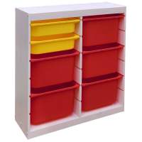 Стеллаж вертикальный двойной870х300х910 ТРУФАСТ БЕЛЫЙсосна,контейнеры:красн(5Б)/желтый(2С)