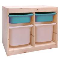 Стеллаж двойной 630х440х520 ТРУФАСТ б/п сосна,контейнеры:бирюз(2С)/белый(2Б) 