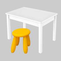 Детский комплект, стол 77х55 белый/белый + табурет (1), желтый Детский комплект, стол 77х55 белый/белый + табурет (1), желтый