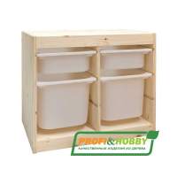 Стеллаж двойной 630х440х520 ТРУФАСТ б/п сосна,контейнеры:белый(2С)/белый(2Б) 