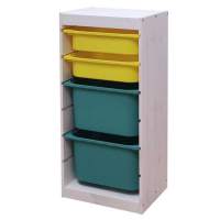 Стеллаж вертикальный 440х300х910 ТРУФАСТ БЕЛЫЙ сосна,контейнеры:желтый (2С)/бирюз(2Б)