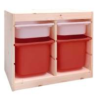 Стеллаж двойной 630х440х520 ТРУФАСТ б/п сосна,контейнеры:белый(2С)/красный(2Б) 