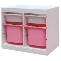 Стеллаж двойной 630х440х520 ТРУФАСТ БЕЛЫЙ сосна,контейнеры:белый(2С)/розовый(2Б) 