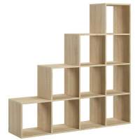 Стеллаж КУБ 10 каскадный, ЛДСП дуб сонома, 1360х320х1360,  (1 уп.)