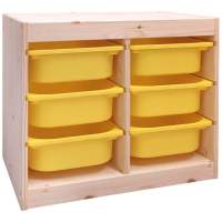 Стеллаж двойной 630х440х520 ТРУФАСТ б/п сосна,контейнеры:желтый (6С) 