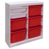 Стеллаж вертикальный двойной870х300х910 ТРУФАСТ БЕЛЫЙсосна,контейнеры:красн(5Б)/белый(2С)