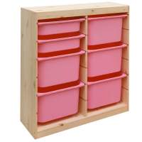 Стеллаж вертикал.двойной 870х300х910 ТРУФАСТ б/п сосна,контейнеры:розовый(5Б)/розовый(2С)