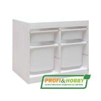 Стеллаж двойной 630х440х520 ТРУФАСТ БЕЛЫЙ сосна,контейнеры:белый(2С)/белый(2Б) 