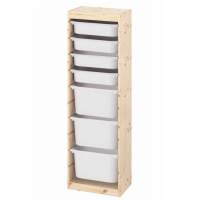 Стеллаж вертикальный 440х300х1420 ТРУФАСТ б/п сосна,контейнеры:белый (4С)/белый (3Б) 