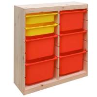 Стеллаж вертикал.двойной 870х300х910 ТРУФАСТ б/п сосна,контейнеры:оранж.(5Б)/желтый(2С)