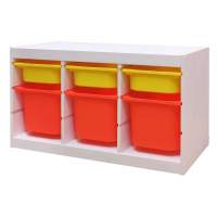 Стеллаж тройной 930х440х520 ТРУФАСТ БЕЛЫЙ сосна,контейнеры: желтый (3С)/оранжевый (3Б) 