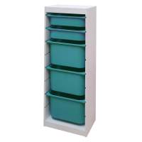 Стеллаж средний верт. 440х300х1160 ТРУФАСТ БЕЛЫЙ сосна,контейнеры:бирюз(3Б)/бирюз(2С) 