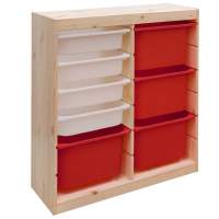 Стеллаж вертикал. двойной 870х300х910 ТРУФАСТ б/п сосна,контейнеры:красн. (4Б)/белый (4С)