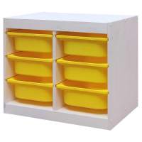 Стеллаж двойной 630х440х520 ТРУФАСТ БЕЛЫЙ сосна,контейнеры:желтый (6С) 