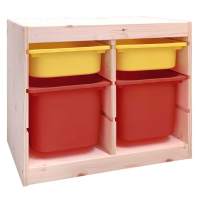 Стеллаж двойной 630х440х520 ТРУФАСТ б/п сосна,контейнеры:желтый(2С)/красный(2Б) 