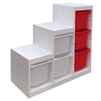 Стеллаж лесенка 940х440х910 ТРУФАСТ БЕЛЫЙ сосна,контейнеры:красный 3(Б)/белый (3Б) 