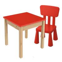 Детский комплект, стол 50х50 + стул (1), красный Детский комплект, стол 50х50 + стул (1), красный