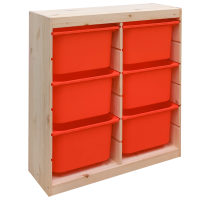 Стеллаж вертикальный двойной 870х300х910 ТРУФАСТ б/п сосна,контейнеры:оранжевый (6Б)