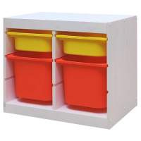 Стеллаж двойной 630х440х520 ТРУФАСТ БЕЛЫЙ сосна,контейнеры:желтый(2С)/оранжевый(2Б) 