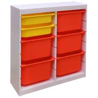 Стеллаж вертикальный двойной870х300х910 ТРУФАСТ БЕЛЫЙсосна,контейнеры:оранж(5Б)/желтый(2С)