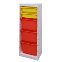 Стеллаж средний верт. 440х300х1160 ТРУФАСТ БЕЛЫЙ сосна,контейнеры:оранж(3Б)/желтый(2С) 