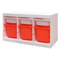 Стеллаж тройной 930х440х520 ТРУФАСТ БЕЛЫЙ сосна,контейнеры: белый (3С)/оранжевый (3Б) 