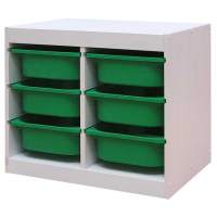 Стеллаж двойной 630х440х520 ТРУФАСТ БЕЛЫЙ сосна,контейнеры:зеленый (6С) 