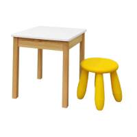 Детский комплект, стол 50х50 бесц.лак/белый + табурет (1), желтый Детский комплект, стол 50х50 бесц.лак/белый + табурет (1), желтый