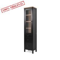 Шкаф-витрина узкая 3 ящика ХЕМНЭС 49х198х37 ИКЕА / КЫМОР черный/светло-коричневый